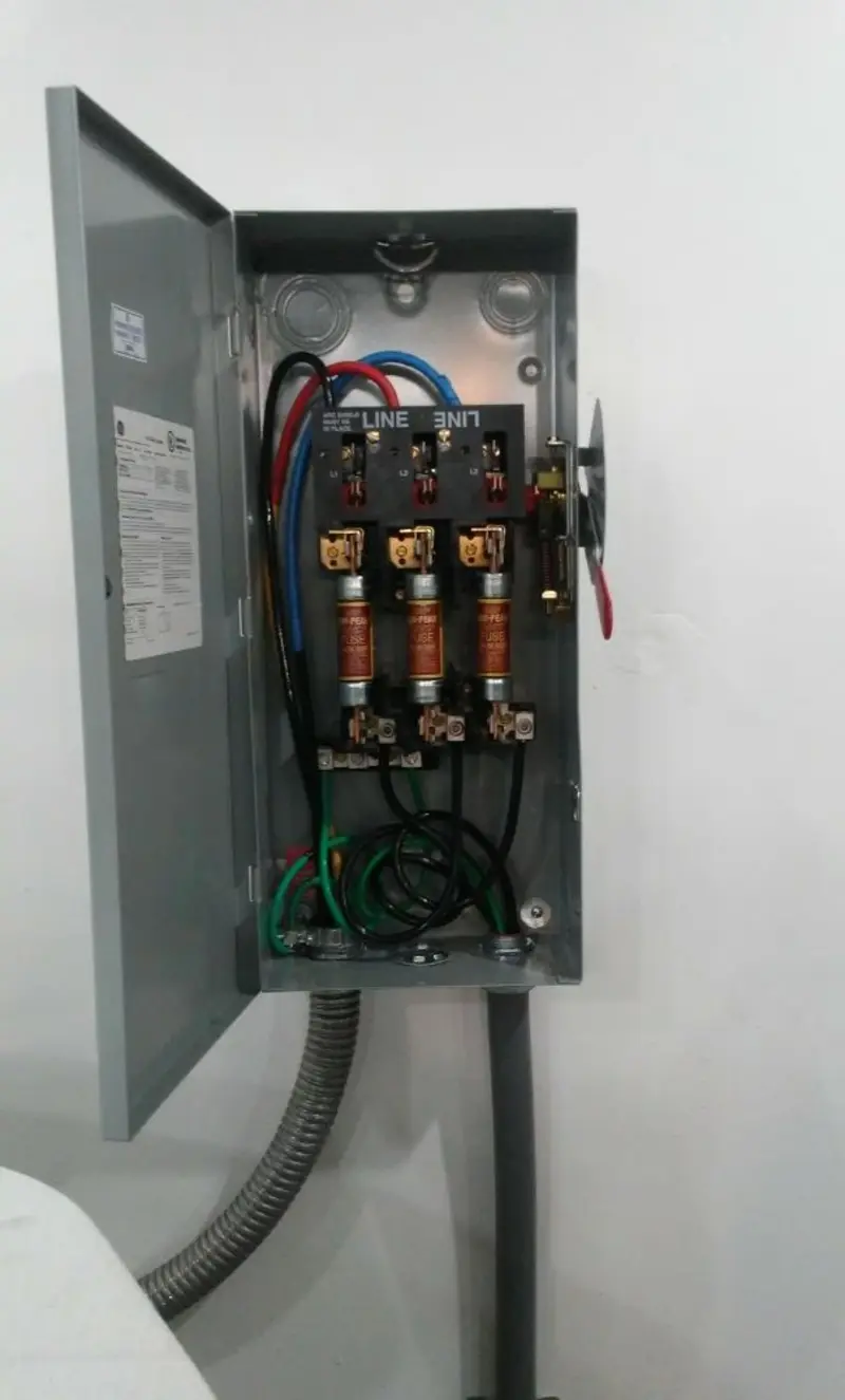 Three-phase disconnect switch installed for Electrical Wiring & Rewiring in St. John